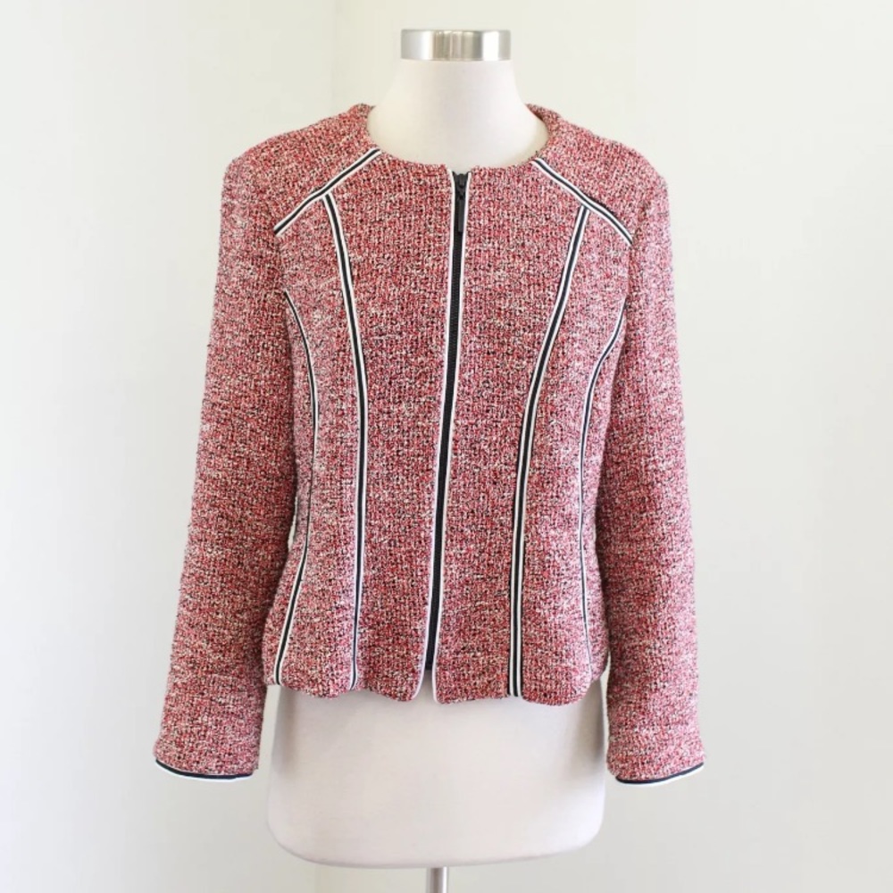 Nanette Lepore Tweed Zip Front Blazer